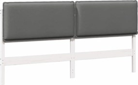 vidaXL Tăblie tapițată Alb și gri deschis 200 cm Lemn de pin masiv