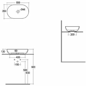 Lavoar rotund negru mat Rak Feeling 42 cm