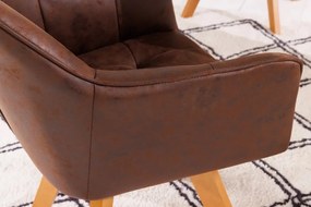 Set de 2 scaune pivotante Loft, Lemn, Microfibra, Maro antic A-42389 VC