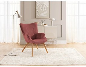 Fotoliu roșu cu tapițerie din catifea reiată Niko – Ropez