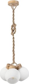 Lustră pe cablu LOOMIS, 3xE27/15W/230V, 130 cm, bej/stejar