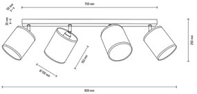 Spot-Light 66791474 - Plafonieră cu spoturi BOHO 4xE27/25W/230V stejar