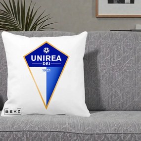 Perna Personalizata Unirea Dej 1921 Fotbal, 40x40 cm, Alba Mata, Husa Detasabila, Perna Inclusa, BEKZ®