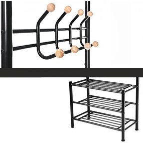 Cuier Iron 1, Negru, 68.8 x 35.2 x 187 cm