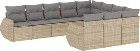 vidaXL Set canapele de grădină cu perne, 10 piese, bej, poliratan