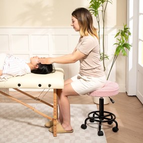 HOMCOM Taburet rotativ reglabil în înălțime Taburet rotativ 55-66 cm Taburet de lucru 360° rotativ Ø50 x 50-66 cm Roz | Aosom Romania