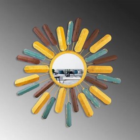 Oglindă de perete SUN d. 75 cm galben
