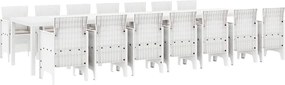 vidaXL Set de masă de grădină cu perne cu pernă 15 pcs Alb PP