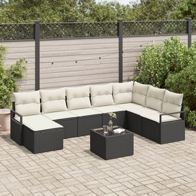 vidaXL Set de canapele pentru grădină 9 pcs Negru Rattan poli