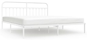 352633 vidaXL Cadru de pat metalic cu tăblie, alb, 193x203 cm