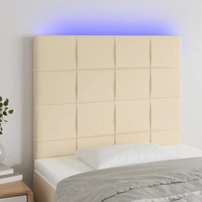 3122411 vidaXL Tăblie de pat cu LED, crem, 90x5x118/128 cm, textil