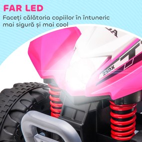 AIYAPLAY ATV Electric, Mini Motocicletă pentru Copii 18-36 Luni cu Lumini LED, Claxon și Pedale, 65,5x38,5x43,5 cm, Roz | Aosom Romania