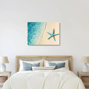 Tablou pe sticlă - Stea de mare pe plajă (70x50 cm)