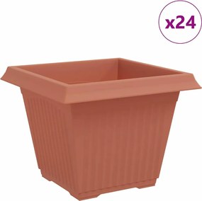 vidaXL Vază pătrată pentru flori 24 pcs Roșu cărămidă Plastic