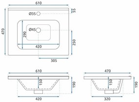 Set mobilier de baie cu lavoar Astor 60 cm Alb