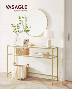 Consola Carolina din sticla si metal culoare auriu, 90x80x30 cm