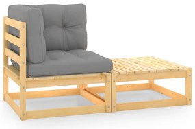 vidaXL Set mobilier grădină cu perne, 2 piese, lemn masiv de pin