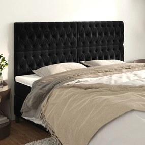 vidaXL Tăblii de pat, 4 buc, negru, 100x7x78/88 cm, catifea