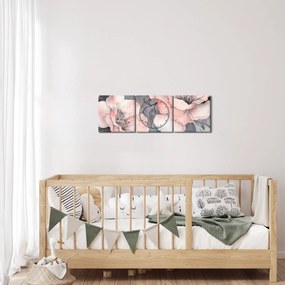 Tablou - Schiță de flori (cu ceas) (90x30 cm)