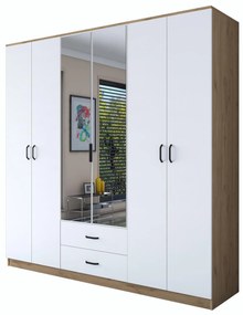 Dulap de haine Bafaretta 30 (cu oglindă) (Nuc + alb). 1107054