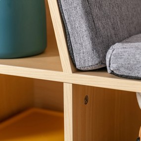 HOMCOM 2 în 1 Raft pentru copii Raft + Scaun inclus Pernă 103 cm × 30 cm × 62 cm Alb + Gri | Aosom Romania