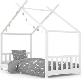 vidaXL Cadru pat de copii, alb, 90 x 200 cm, lemn masiv de pin