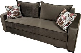 Canapea LARISA extensibila, 3 locuri, lada de depozitare, catifea maro, 220x95x85 Maro, Catifea