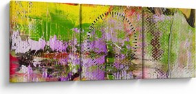Tablou cu abstracție - pictura (cu ceas) (90x30 cm)