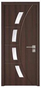 Usa Interior din MDF Novo Doors ND508, Cadru din Lemn Masiv, Geam Sablat, KIT COMPLET, Toc , Manere si balamale incluse (Culoare: Alb, Toc: Fix,