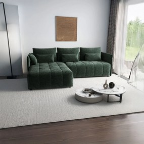 Colțar extensibil dumonde cu ladă de depozitare si sezut confortabil din spuma high-density, Malta Euphoria Green II 235x185 cm