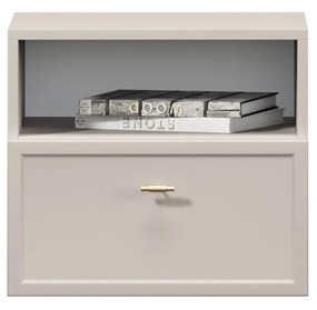 Noptieră suspendată Lorini 45 cm cu sertar - cașmir / mâner auriu T-bar