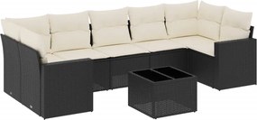 vidaXL Set mobilier de grădină cu perne, 8 piese, negru, poliratan