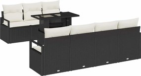 vidaXL Set de canapele pentru grădină 8 pcs Negru și Crem poliratan