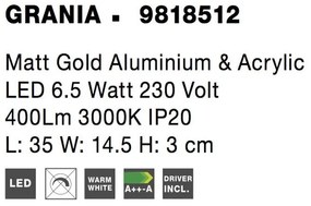 Aplica de perete LED design modern elegant GRANIA auriu