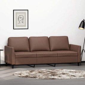348925 vidaXL Canapea cu 3 locuri, maro, 180 cm, piele ecologică