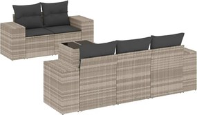 vidaXL Set canapele de grădină cu perne, 6 piese gri deschis poliratan