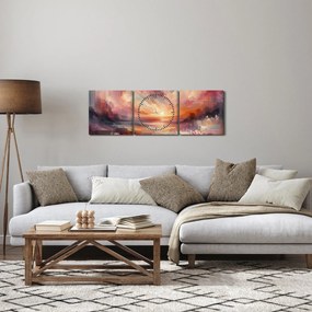 Tablou - Răsărit pictat (cu ceas) (90x30 cm)