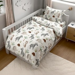 Set de lenjerie de pat din microfibra pentru patut cu cearsaf JUNGARI, crem