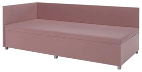 Pat tapițat AMSTERDAM 90x200 cm, cu tăblie reversibilă și spațiu de depozitare, roz