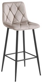 Scaun de bar NADO VELVET bej inchis cu picioare negre