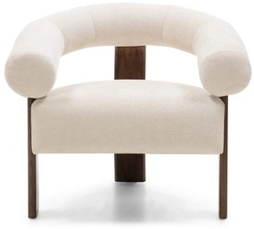 Fotoliu design crem KOKEI ALIA, decor nuc
