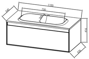 Set mobilier suspendat si lavoar Kolpasan, Pandora, 110 cm, alb lucios