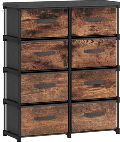 HOMCOM Comodă cu 8 Sertare, Mobilier din Metal pentru Dormitor, Maro Rustic | Aosom Romania