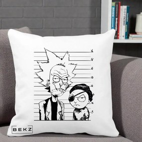 Perna Personalizata Rick si Morty Dosar, 40x40 cm, Alba Mata, Husa Detasabila, Perna Inclusa, BEKZ®