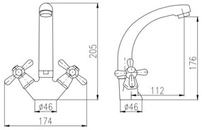 RAV Slezák MK120.0/2 - Baterie pentru lavoar MORAVA, 17,6 cm, crom lucios