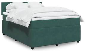 vidaXL Pat box spring cu saltea, verde închis, 140x200 cm, catifea