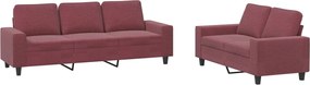 vidaXL Set de canapea, 2 piese, roșu vin, material textil