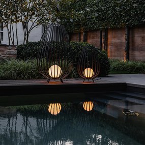 Lampa de podea de design neagră cu opal 70 cm - Angela