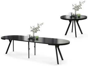 Mazzoni EXPANSO Negru Mat/picioare negre - MASĂ MARE ROTUNDĂ Ø110 EXTENSIBILĂ PÂNĂ LA 310 cm CU PICIOARE Y LOFT/INDUSTRIALĂ