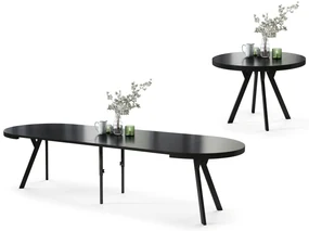 Mazzoni VITO Negru Mat/picioare negre - MASĂ MARE ROTUNDĂ Ø110 EXTENSIBILĂ PÂNĂ LA 310 cm CU PICIOARE Y LOFT/INDUSTRIALĂ